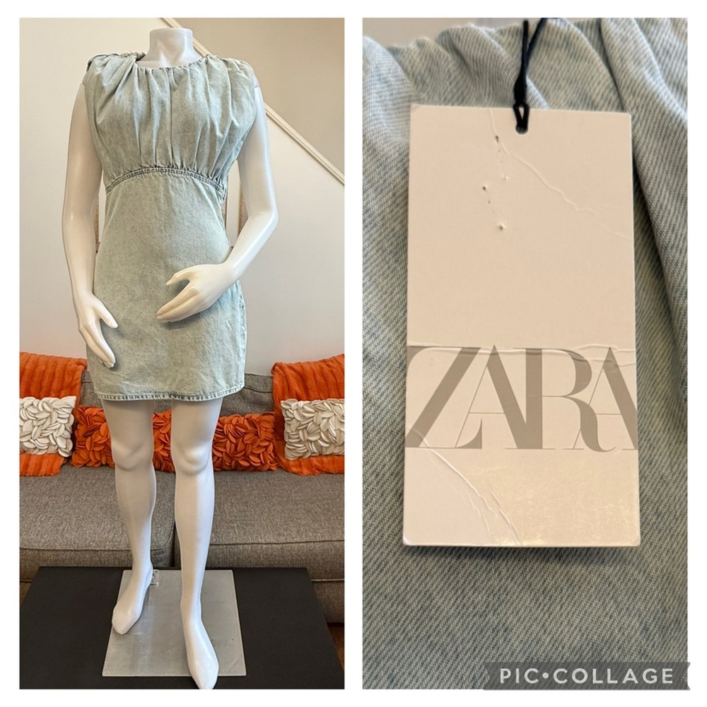 ❣️🆕Zara Light Acid Wash Denim Sleeveless Dress❣️